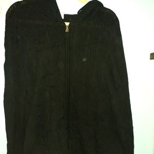 Plus size 4X zip up hooded sweater.